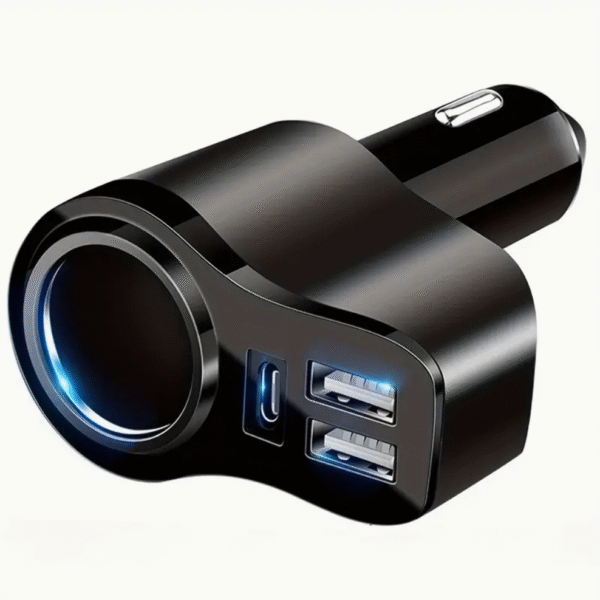 4 in 1 USB C 47W Car Charger with Multi Port in Black