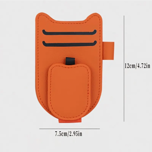 Cat Ear Faux Leather Sun Visor Organizer in Orange