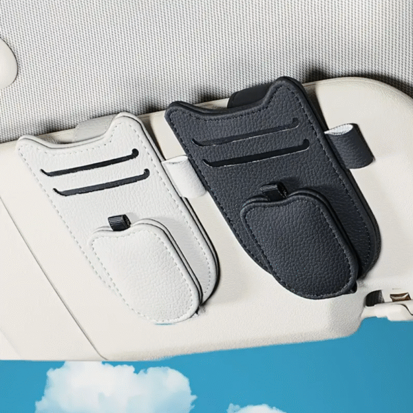 Cat Ear Faux Leather Sun Visor Organizer in Orange