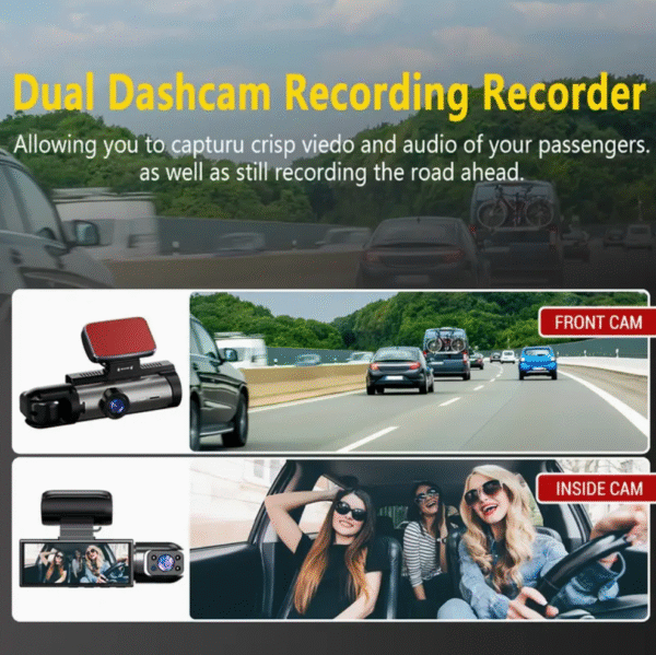 1080P IR Night Vision Dual Camera Dash Cam with 32gb Memory Card